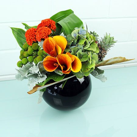 Modern Floral Fishbowl Vase Arrangement
