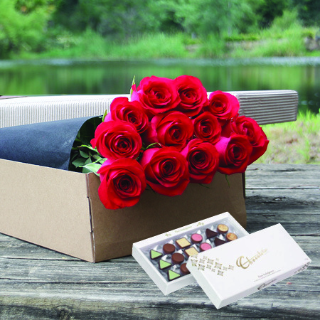 One Dozen Red Roses with FREE CHOCOLATE (Perth Only)