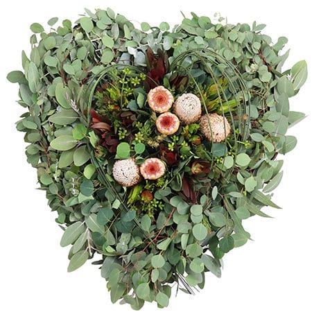 Organic Love Memorial Heart Sydney Funeral Casket Flowers