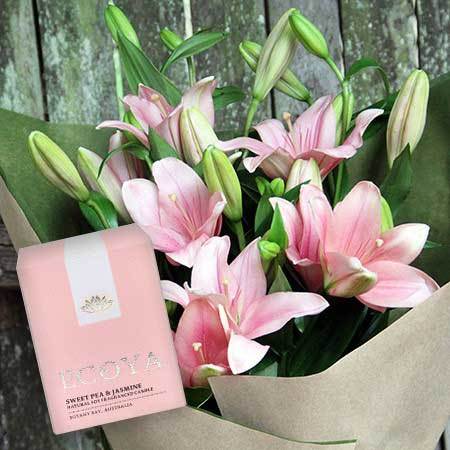 Pink Tiger Lilies & Ecoya Candle