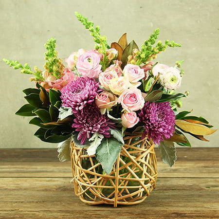 Pretty Pink & Mauve Basket of Fresh Flowers Delivered