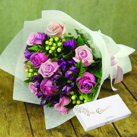Pretty Purple Posy with FREE CHOCOLATE (Perth Only)