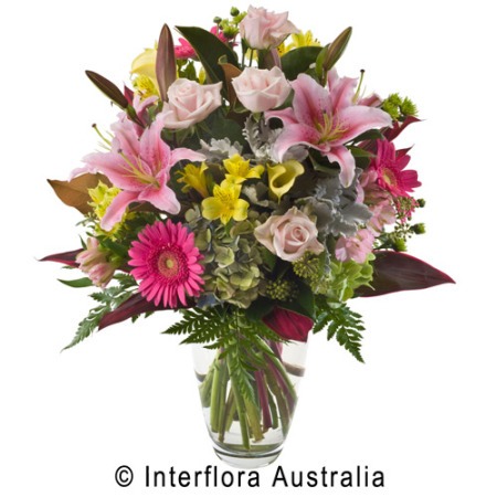 SA70 AMELIA Large Bright Mixed Bouquet in Vase