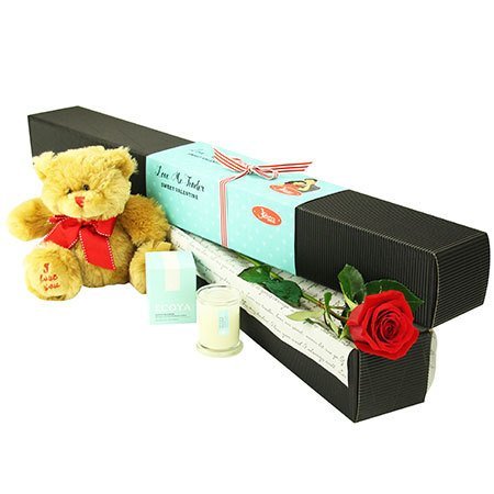 Single Red Rose with Love Bear (Sydney Melbourne Perth Only)