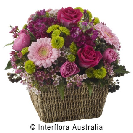 WS107 Elise Bright Mixed Basket of Seasonal Blooms