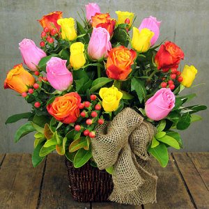 Colourful Rose Basket