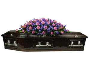Lilac Rose and Iris Casket Flowers