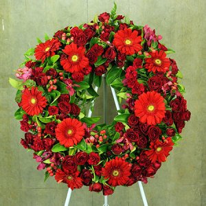 Red Floral Sympathy Wreath