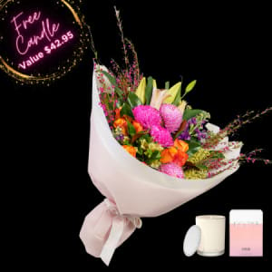 Spring Cocktail Bouquet with Free $42.95 Candle