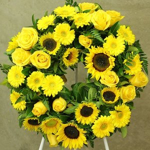 Sunflower Yellow Sympathy Wreath