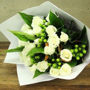 Fresh White Rose Bouquet Delivered