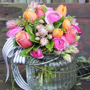spring flower arrangement in vase